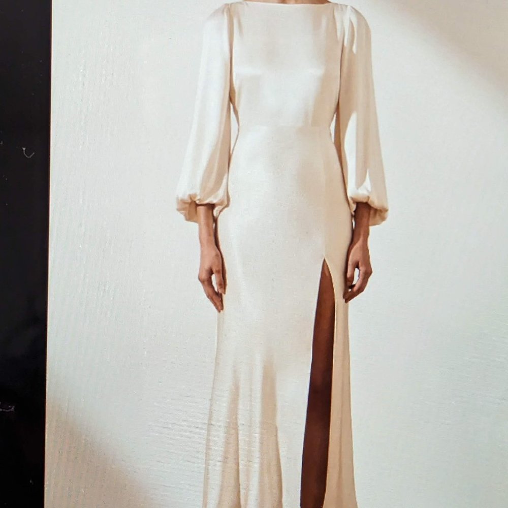 Shona Joy La Lune Balloon Sleeve Backless Midi Dress- Cream - Picture 1 of 15